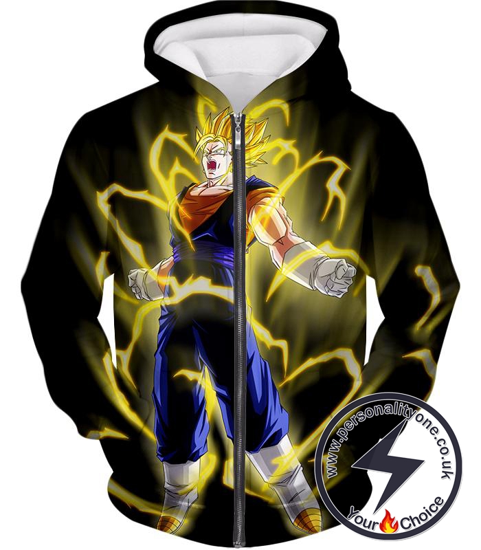 Dragon Ball Super Rising Power Super Saiyan Vegito Cool Black Zip Up Hoodie